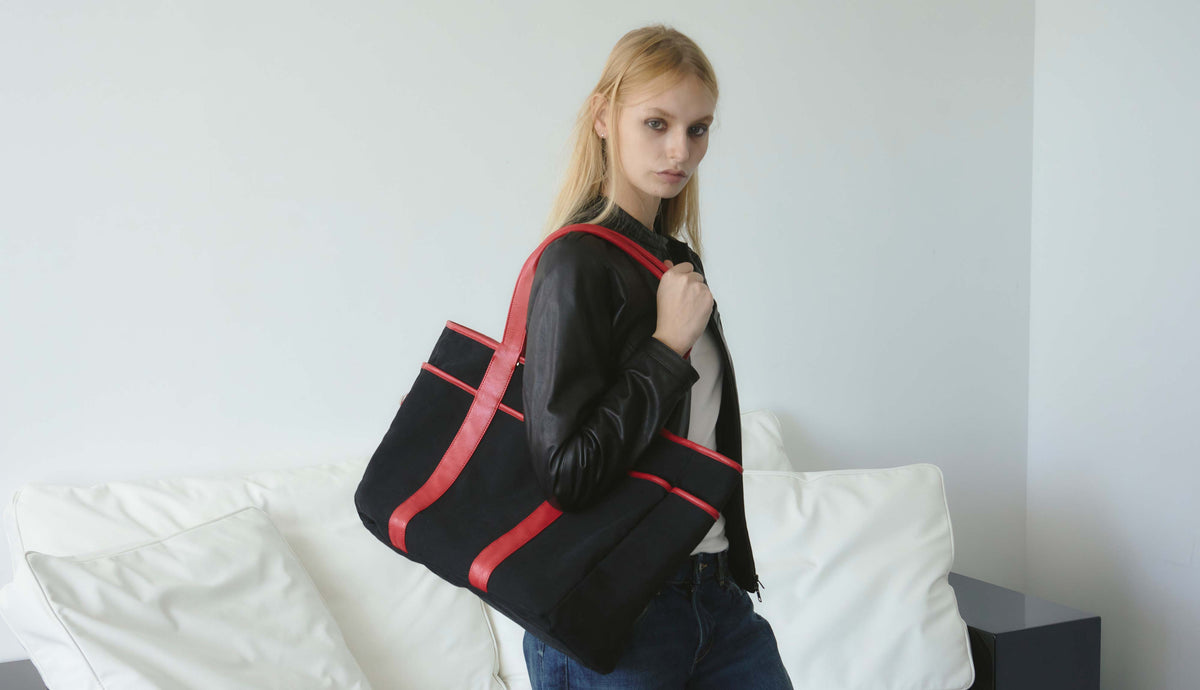RV-003 City Reverse Tote_Canvas Black, Cream
