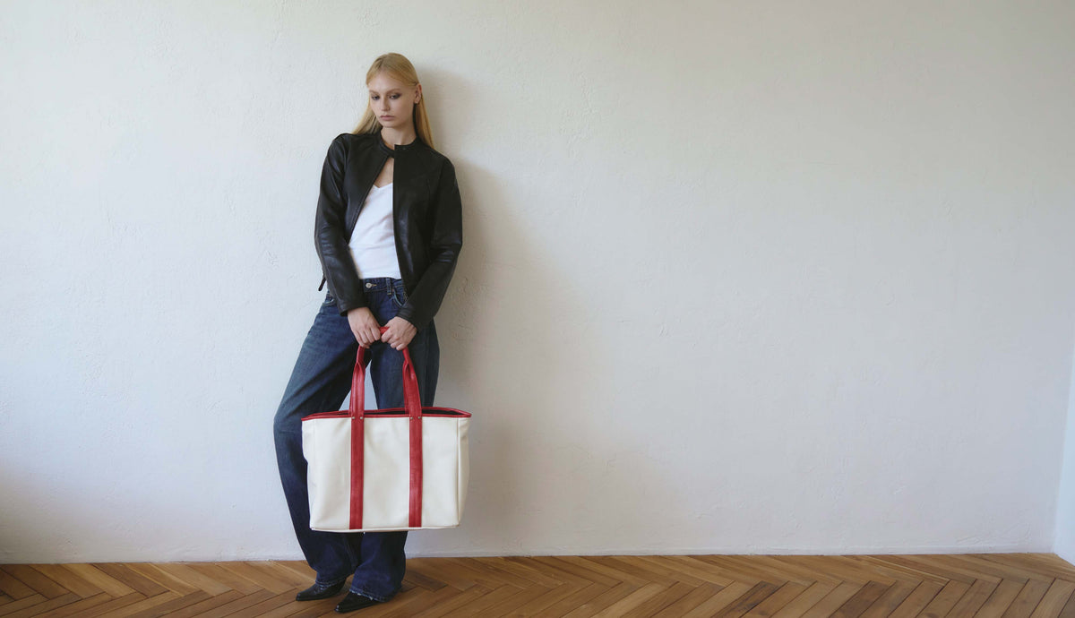 RV-003 City Reverse Tote_Canvas Black, Cream